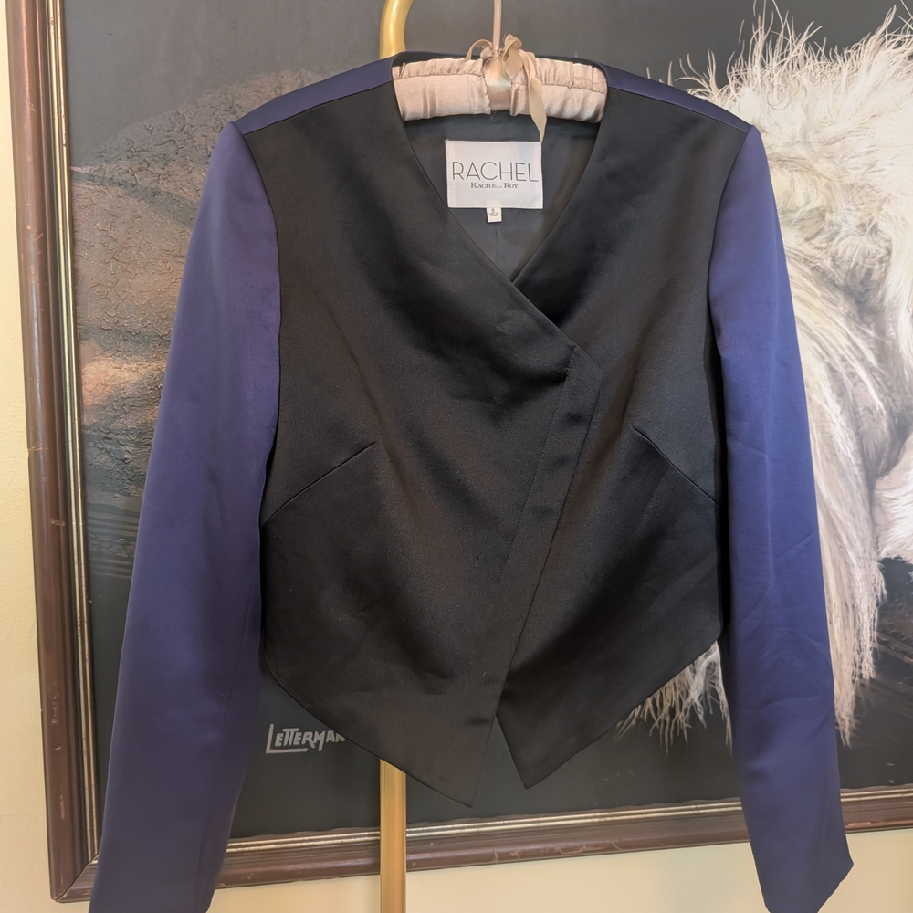 RACHEL Rachel Roy Two-Tone Blazer Black  Purple
